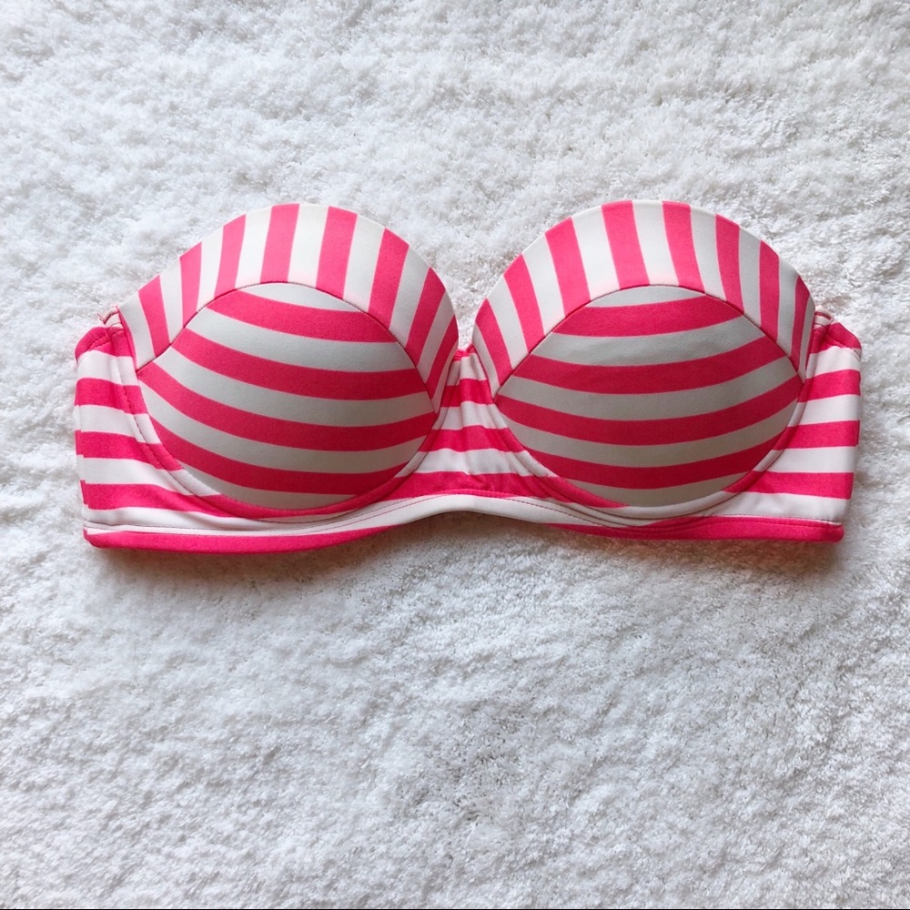 Pink & White Stripe Bikini Top